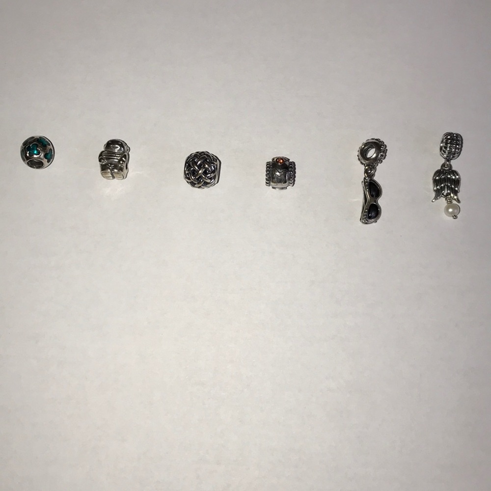 Pandora leather braid bracelet with 6 charms